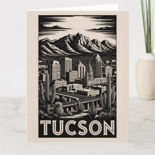 Tarjeta Horizonte de Tucson Arizona en Blanco y Negro Grab