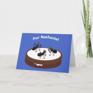 Tarjeta Hormigas felices patinando hielo en personalizado 