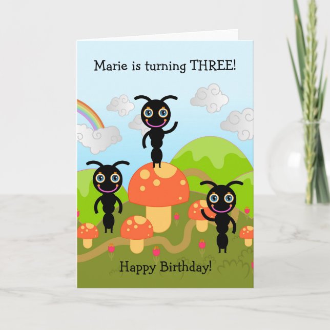 Tarjeta Hormigas saludables cumpleaños (Anverso)