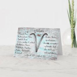 Tarjeta Horoscope Aries Zodiac Astrología Rótulo Cumpleaño