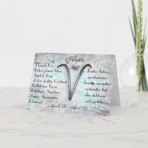Tarjeta Horoscope Aries Zodiac Astrología Rótulo Cumpleaño