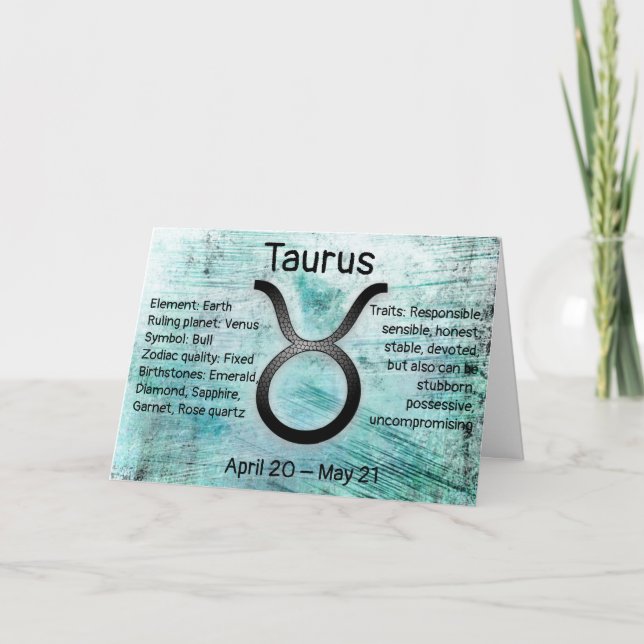 Tarjeta Horoscope Rótulo Taurus Bull Feliz cumpleaños (Anverso)