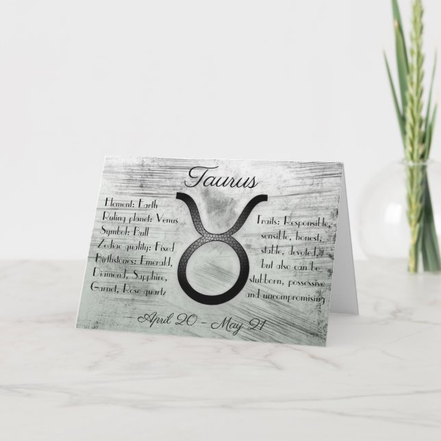 Tarjeta Horoscope Rótulo Taurus Bull Feliz cumpleaños (Anverso)