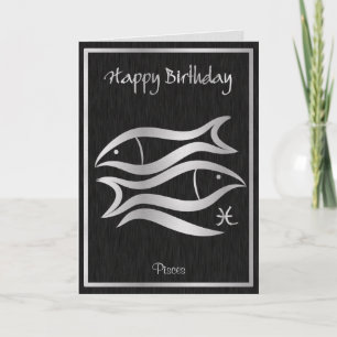 Tarjeta Horóscopo elegante de Piscis del feliz cumpleaños