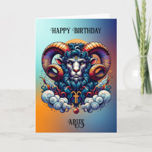 Tarjeta Horóscopo Rótulo Aries   Cumpleaños
