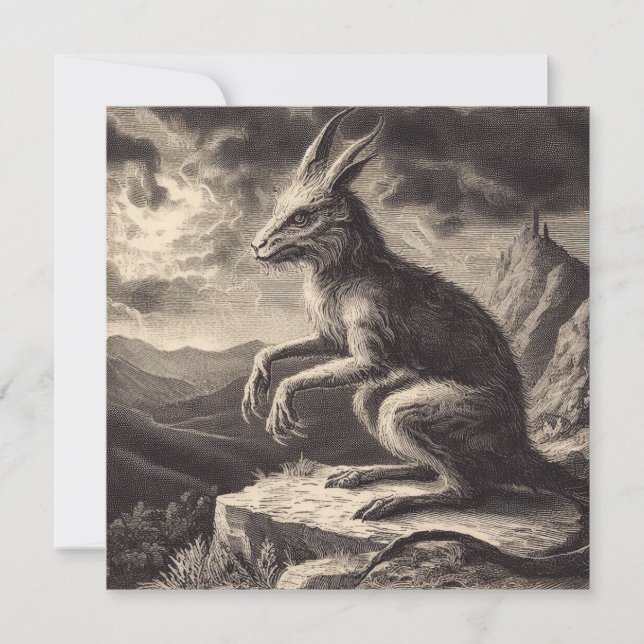 Tarjeta Horror del Ilustracion antiguo de Chupacabra (Anverso)