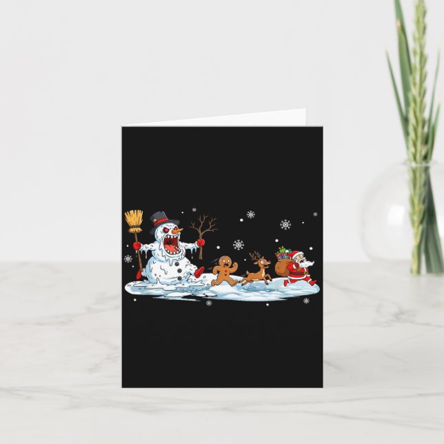 Tarjeta Horror Snowman Christmas Reindeer Gingerbread Sant (Anverso)