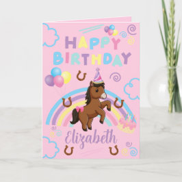 Tarjeta Horse Birthday Card in Pink
