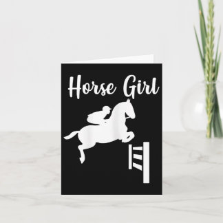Tarjeta Horse Chica Show Saltando a Caballo Montando Ecues