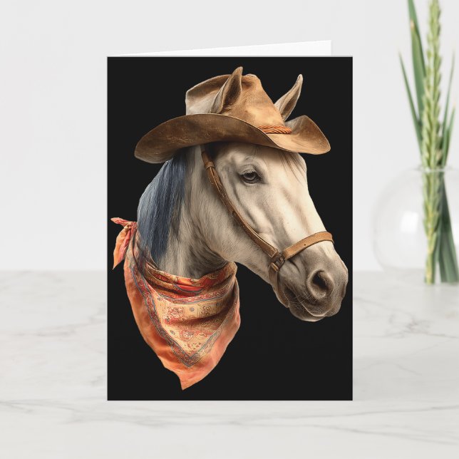 Tarjeta Horse Cowboy Equestrian Riding Funny Graphic  (Anverso)