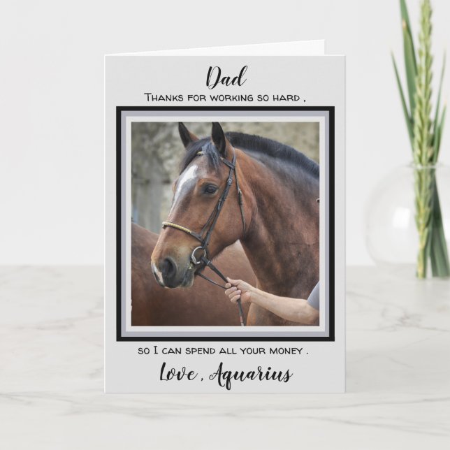 Tarjeta Horse Dad - Día del Padre - Famoso Chiste de foto  (Anverso)