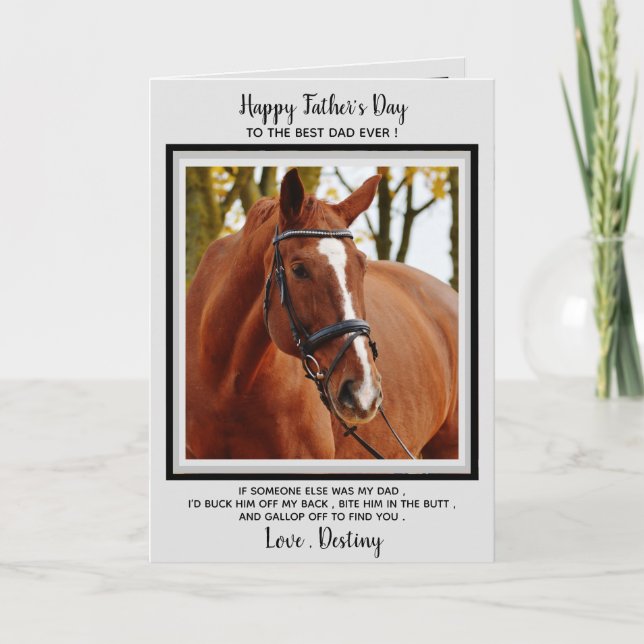 Tarjeta Horse Dad - Divertido Día del Padre con fotos de c (Anverso)