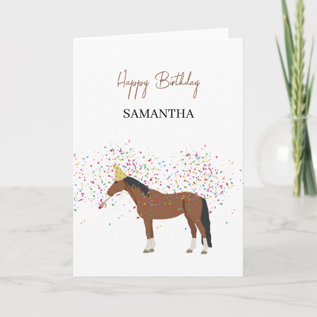 Tarjeta Horse Partying Farm Animals Cumpleaños (Anverso)