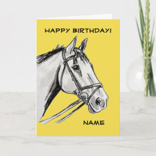 Tarjeta Horse Portrait Ink Pen Cumpleaños