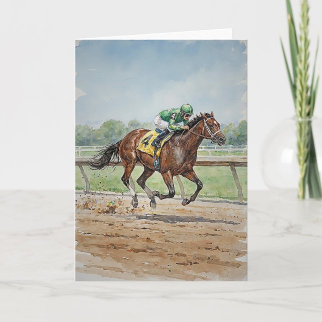 Tarjeta Horse Racing In Watercolors (Anverso)