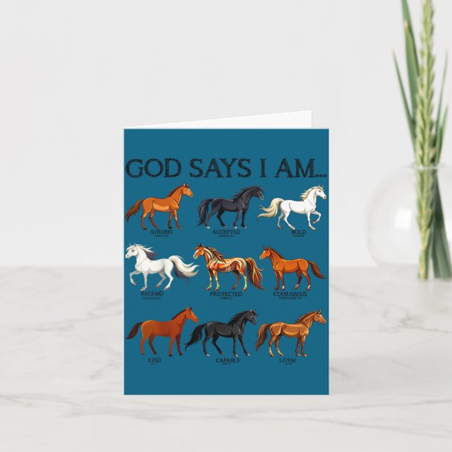 Tarjeta Horses God Says I Am Cute Christian Girl Teen Bibl (Anverso)