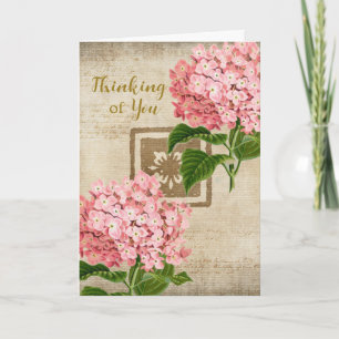 Tarjeta Hortensia Rosa Pensando en Ti