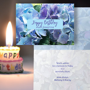 Tarjeta Hortensias Azules Feliz Cumpleaños