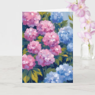 Tarjeta Hortensias de Verano   Flores Costeras Rosadas y A