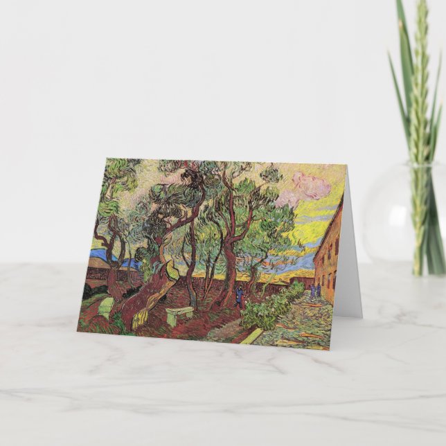 Tarjeta Hospital Saint Paul y Jardín por Vincent van Gogh (Anverso)