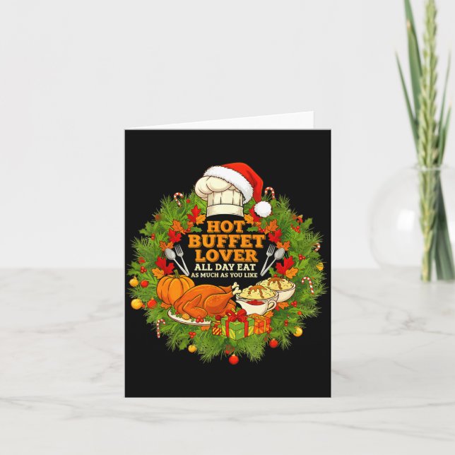 Tarjeta Hot Buffet Available All Day Eat Funny Holiday Foo (Anverso)