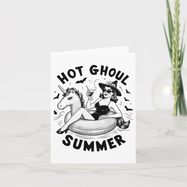 Tarjeta Hot Ghoul Summer Funny Trajes para ropa de Hallowe (Anverso)