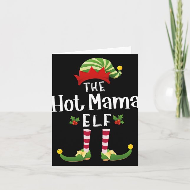 Tarjeta Hot Mama Christmas Elf Matching Pajama X-mas Party (Anverso)