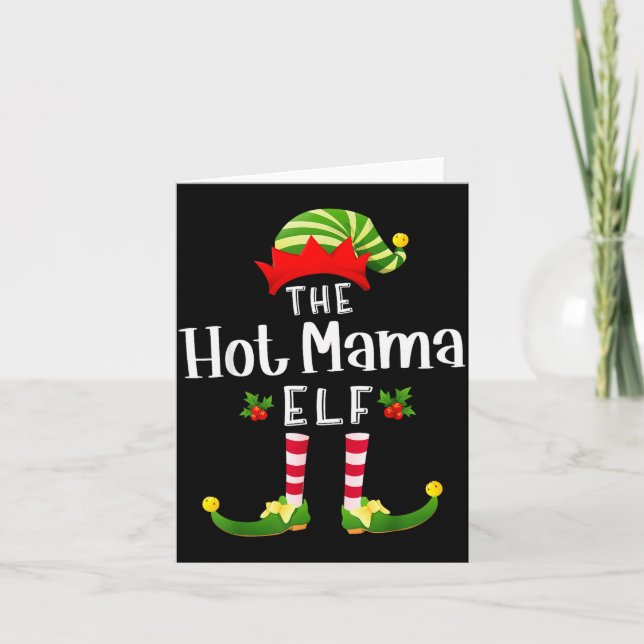 Tarjeta Hot Mama Christmas Elf Matching Pajama X-mas Party (Anverso)