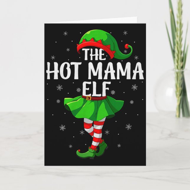 Tarjeta Hot Mama Elf Christmas Girls Women Elf Squad Xmas  (Anverso)