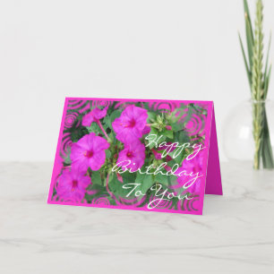 Tarjeta Hot Pink 4 en punto flores-personalizar en cualqui