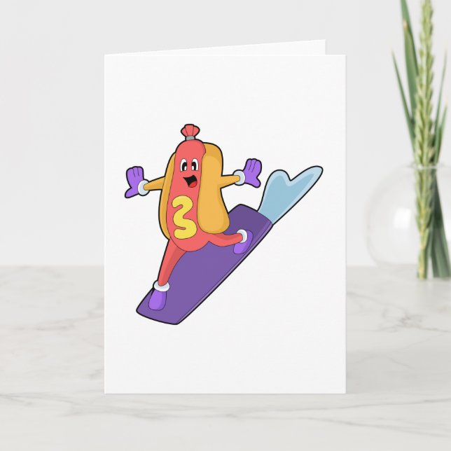 Tarjeta Hotdog como snowboarder con Sonowboard (Anverso)