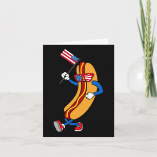 Tarjeta Hotdog Sungles Bandera Estadounidense Usa Gracioso