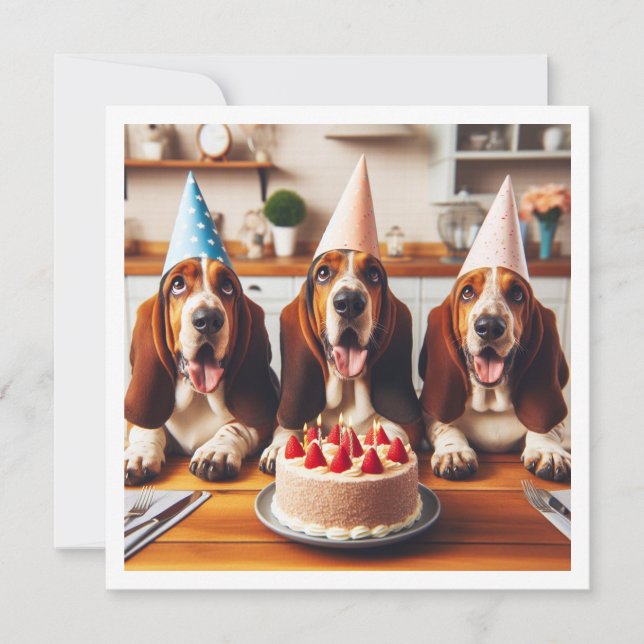 Tarjeta Hound Basset, cumpleaños de Basset Hound (Anverso)