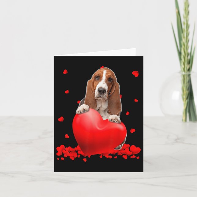 Tarjeta Hound Dog Día de San Valentín Corazón de perro Par (Anverso)