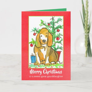 Tarjeta Hound Dog Merry Navidad Gran Nieto