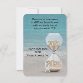 Tarjeta Hourglass de Año Nuevo 2026 Gracias de negocios