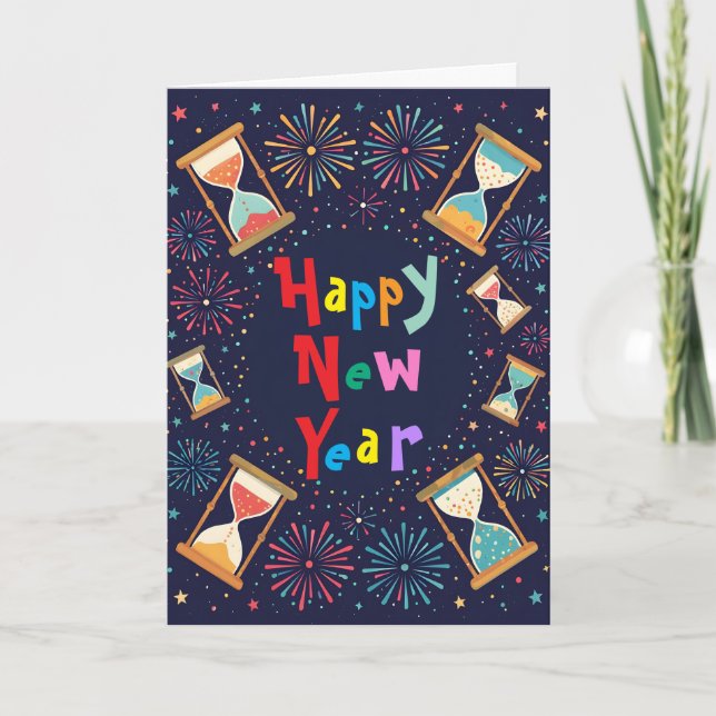Tarjeta Hourglasses New Years (Anverso)