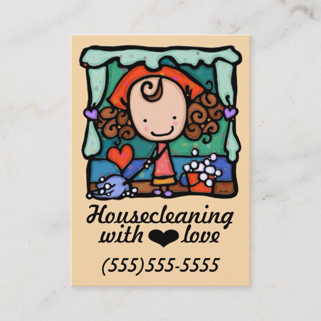 Tarjeta Housecleaning del promo de la limpieza de (Anverso)