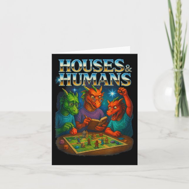 Tarjeta Houses And Humans Funny Gaming Rpg Gamers Men Wome (Anverso)