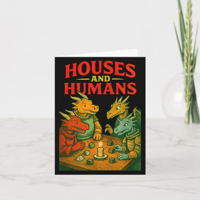 Tarjeta Houses And Humans Gaming Funny Rpg Gamer Men Boys  (Anverso)