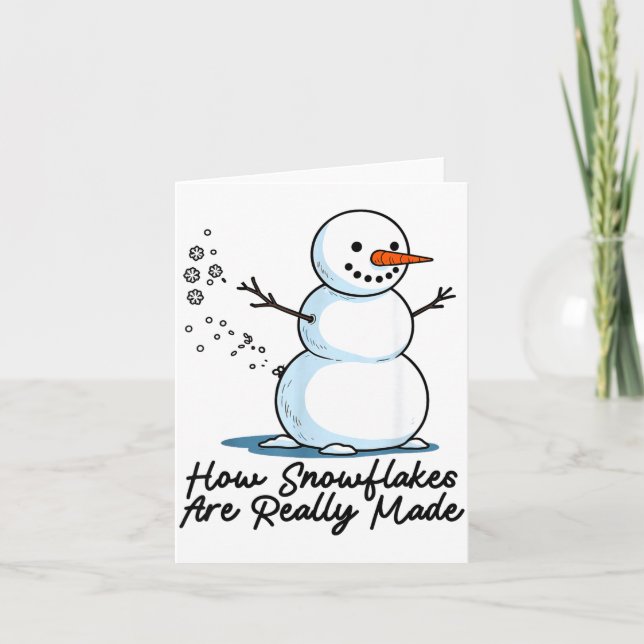 Tarjeta How Snowflakes Are Really Made Snowman Christmas J (Anverso)