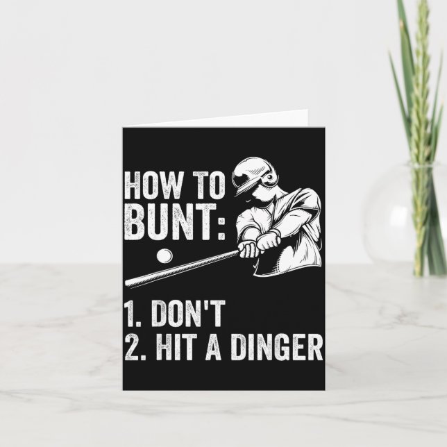 Tarjeta How To Bunt Don't Hit A Dinger Funny Baseball Play (Anverso)