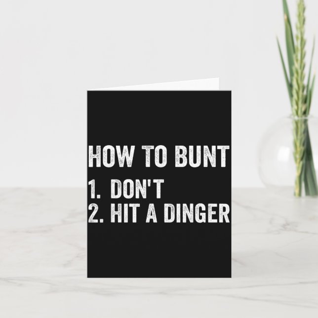 Tarjeta How To Bunt Don't Hit A Dinger Funny Baseball Soft (Anverso)