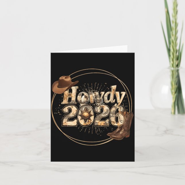 Tarjeta Howdy 2026 New Year Hello 2026 Western New Year  (Anverso)