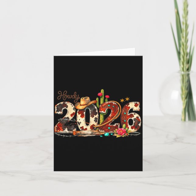 Tarjeta Howdy 2026 New Year Hello 2026 Western New Year  (Anverso)
