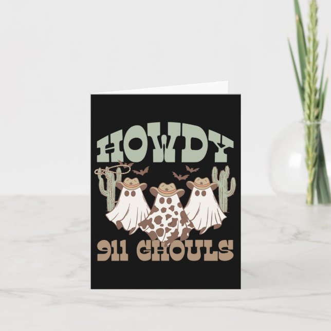 Tarjeta Howdy 911 Dispatcher Dispatch Ghouls Halloween Gho (Anverso)