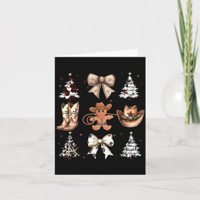Tarjeta Howdy Christmas Cowboy Cowgirl Gingerbread Coquett (Anverso)