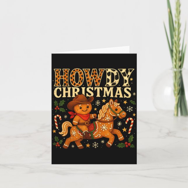 Tarjeta Howdy Christmas Cowboy Gingerbread Design  (Anverso)