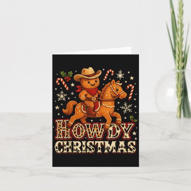 Tarjeta Howdy Christmas Cowboy Gingerbread Design  (Anverso)