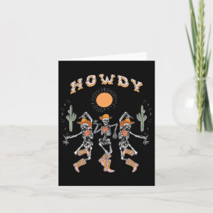 Tarjeta Howdy Cowboy Skeleton Dancing Country Western Hall